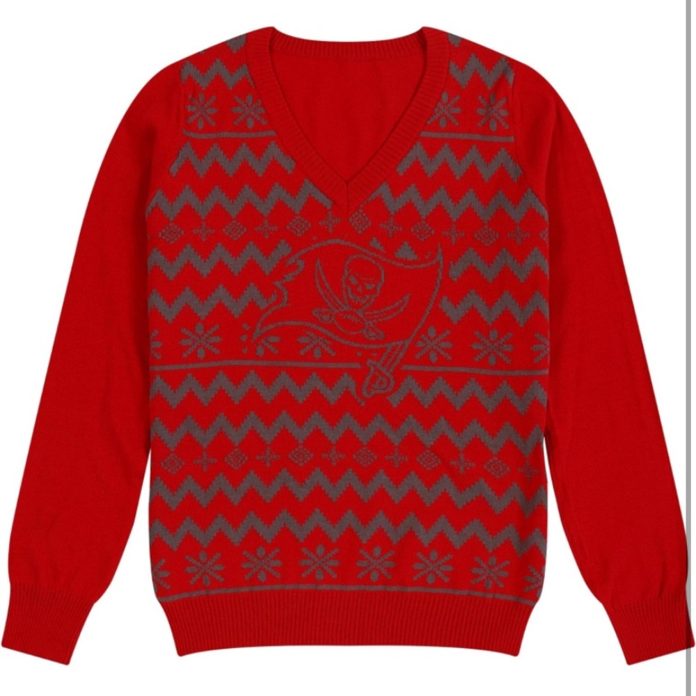 FOCO NFL Womens NFL Team Logo Ugly Holiday V-Neck Sweater